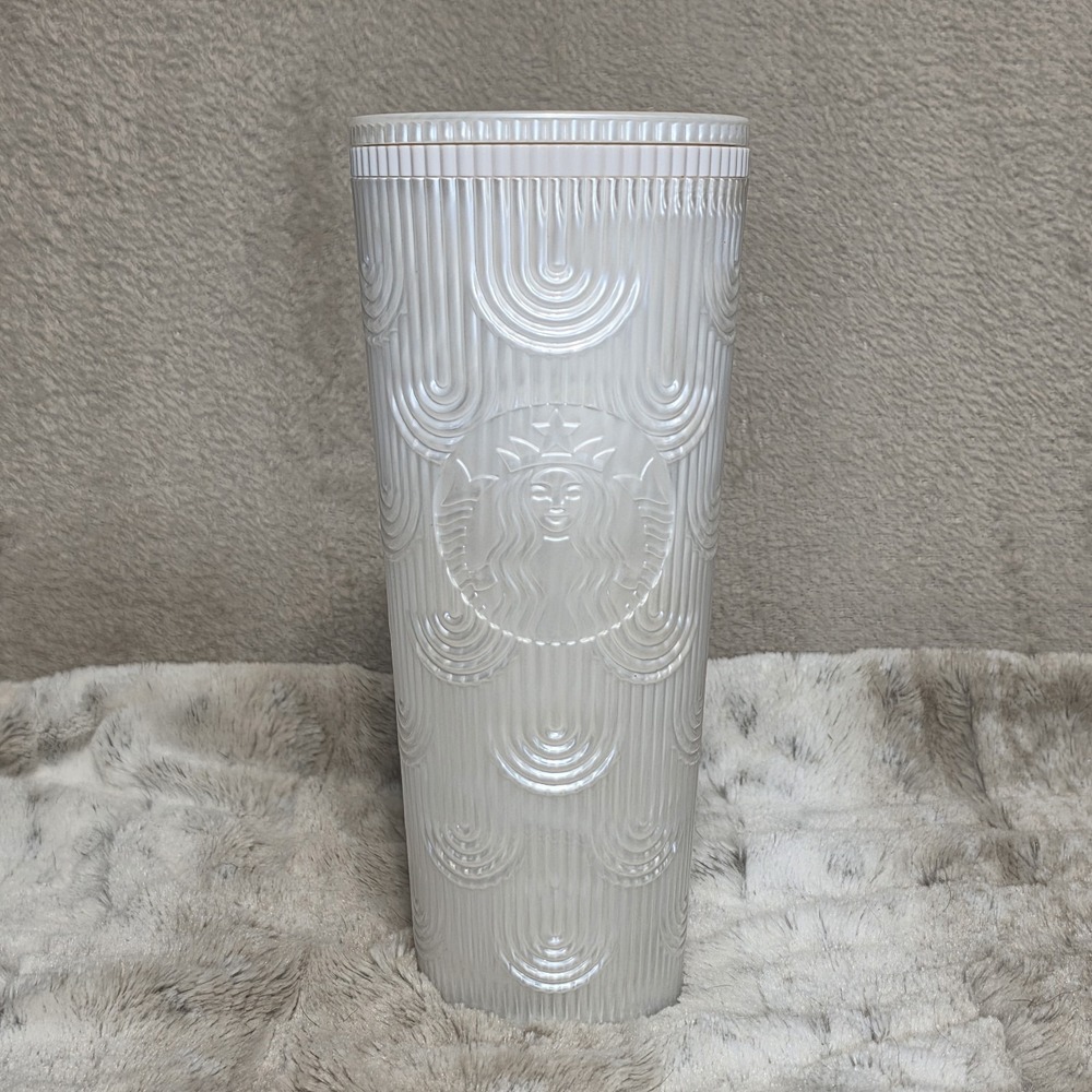 2023 Starbucks Tumbler 24oz Pearl White Mermaid Cold Cup Siren Shell No Straw